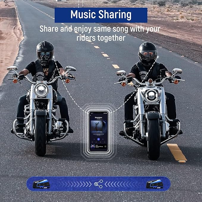 LEXIN B4FM Motorcycle Bluetooth Headset, 10 Riders Helmet Bluetooth Intercom - Image 4