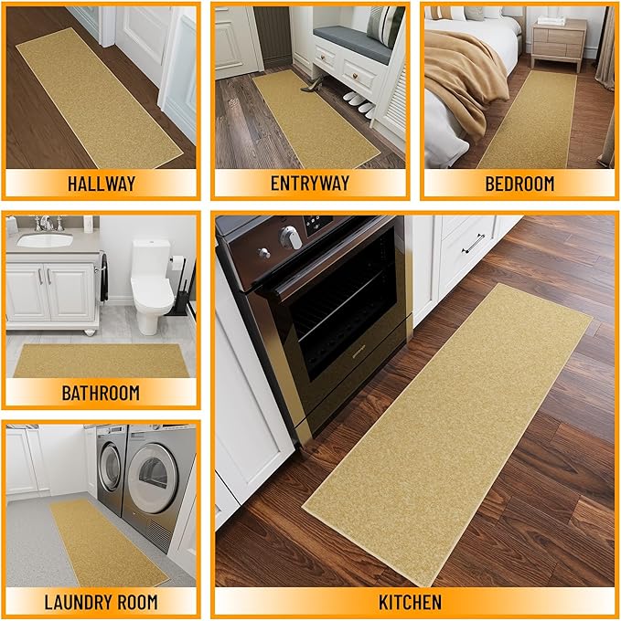 Ottomanson Hallway Runner Rug 20" x 59" Non Slip Solid Area Rugs Easy to Clean - Image 3