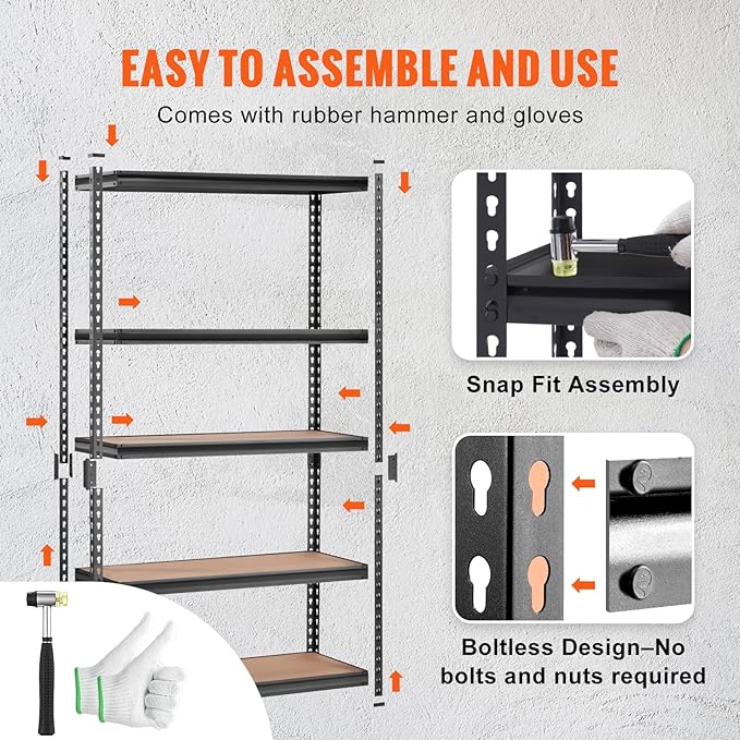 VEVOR Storage Shelving Unit, 5-Tier Adjustable, 2000 lbs Capacity, Heavy Duty - Image 3