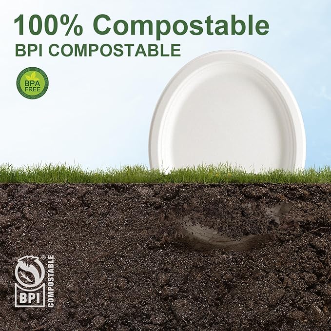 WELLIFE 100% Compostable Oval Paper Plates 12 Inch, Biodegradable Bagasse - Image 5