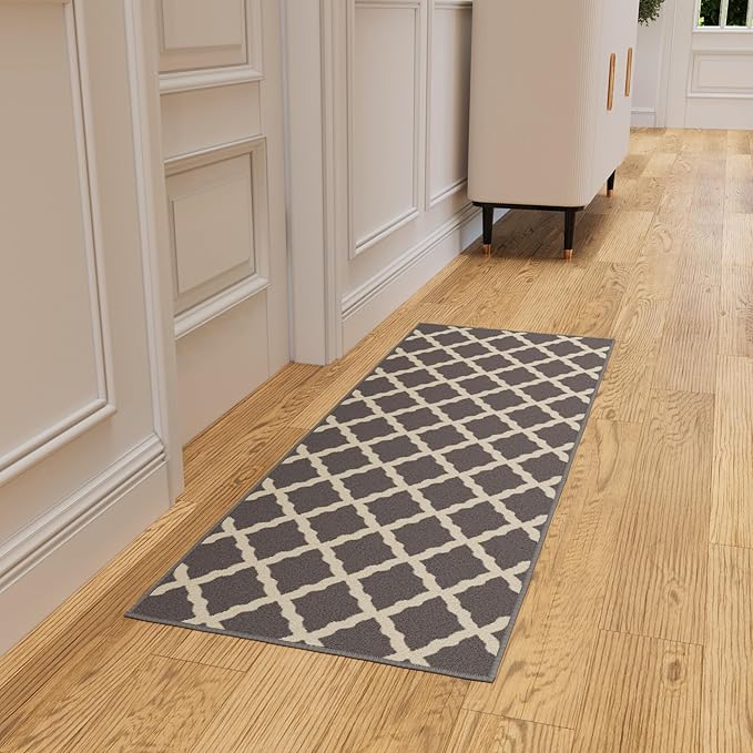 Ottomanson Hallway Runner Rug 20" x 59" Non Slip Trellis Area Rugs Easy to - Image 9