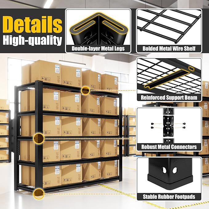 PrimeZone Heavy Duty Garage Shelving 5 Tier Heavy Duty Storage Shelves - Image 7