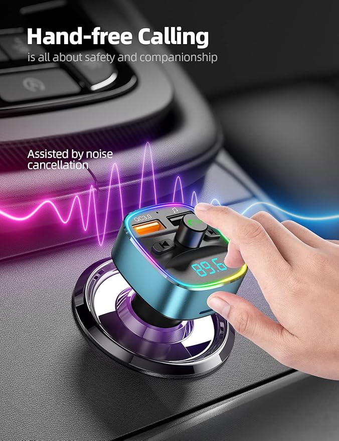 Nulaxy Bluetooth FM Transmitter, MP3 Player Support, TF Card & USB Disk - Image 2