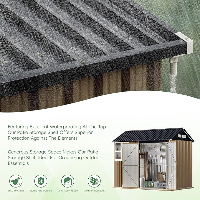 8X6FT Outdoor Steel Storage Shed - Image 8