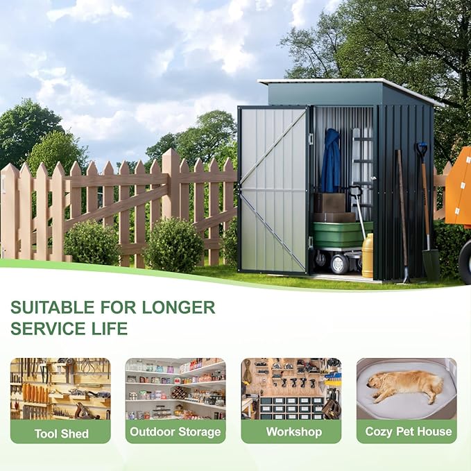 Breezz 5x3FT Vertical Outdoor Steel Storage Shed - Image 6