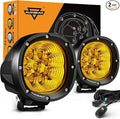 Auxbeam P4 Series Flood Beam Amber Round Light Pods, 4 Inch 90W Yellow Flood by Auxbeam
