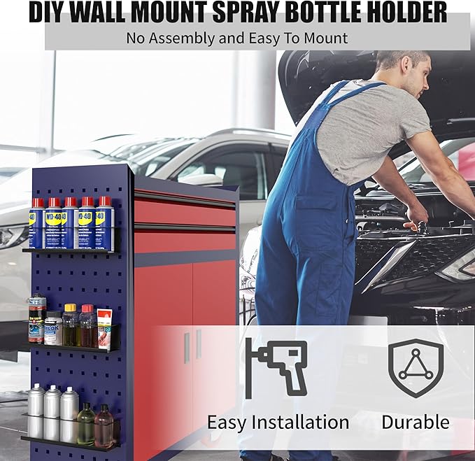 4 Pack Wall-Mounted Spray Bottle Holder, Aerosol Spray Can Holder Storage Rack - Image 6