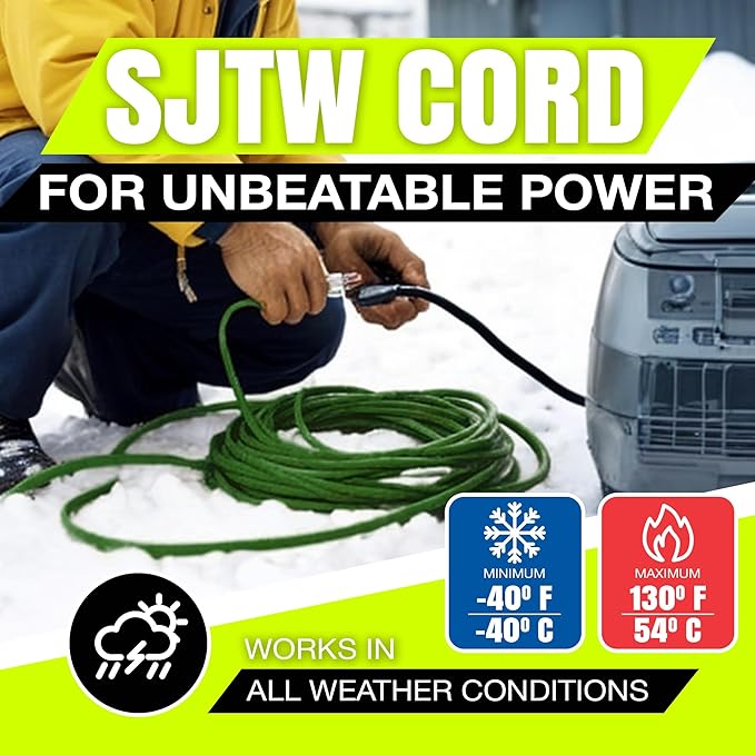 3ft Outdoor/Indoor Extension Cord 14/3 Gauge Heavy Duty 3 Prong SJTW, Waterproof - Image 8