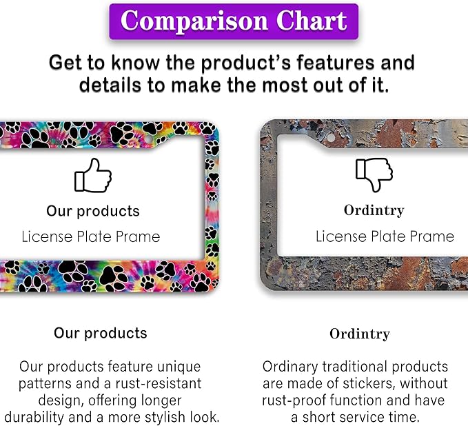 License Plate Cover for Men Multicolor License Plate Frames for Women Tie Dye - Image 6