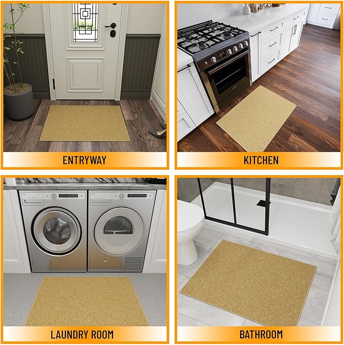 Ottomanson Rugs for Entryway 2'3" x 3' Non Slip Solid Small Area Rugs Durable - Image 4