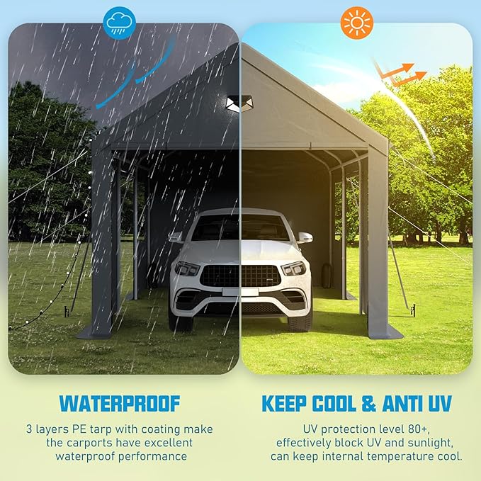 10x16 Carport, Heavy Duty Carport Canopy Garage - Image 6