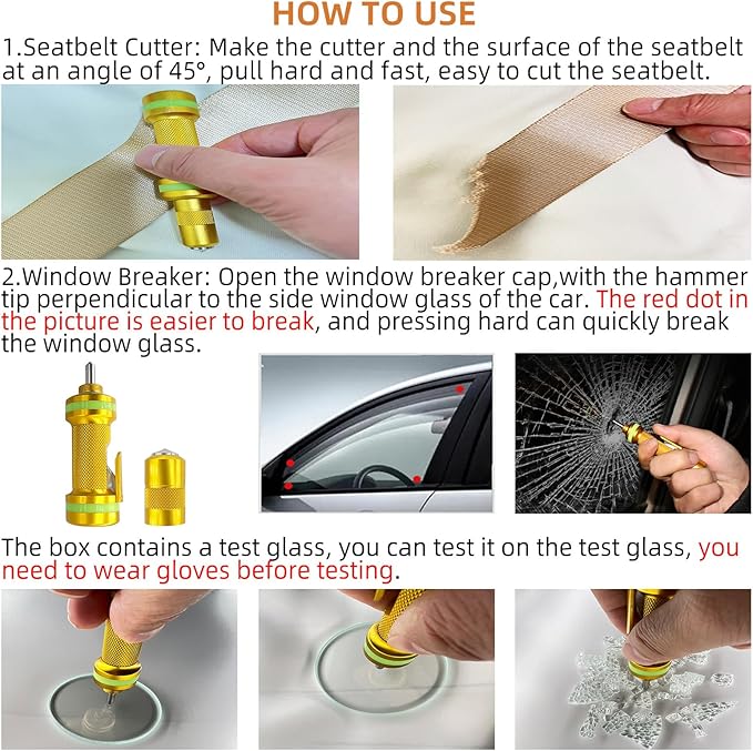 Allelic Car Window Breaker Tool, Window Breaker Seatbelt Cutter, Window Breaker - Image 5