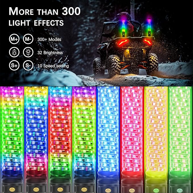 DREAMIZER 2PCS 1FT Fat Spiral Led Whip Lights - Image 2