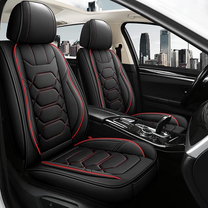 Pariitadin Leather Car Seat Covers Front Pair, Waterproof Faux Leather Seat by Pariitadin