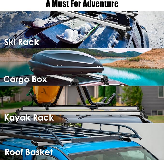 48" Universal Roof Rack Cross Bars, Upgraded Aluminum Lockable Crossbars - Image 6