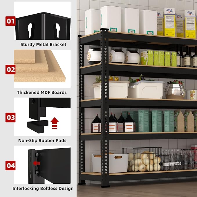 2 Packs 48" W x 24" D x 72" H Adjustable Garage Storage Shelves - Image 4