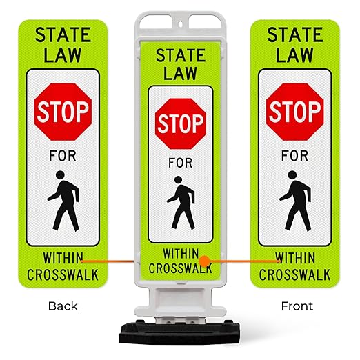 State Law Stop for Pedestrian Within Crosswalk MUTCD R1-6a Sign, Double Sided - Image 5