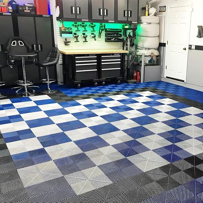 50PCS|15.7"x15.7" Garage Flooring Tiles, Non-Slip Interlocking Plastic Garage - Image 3