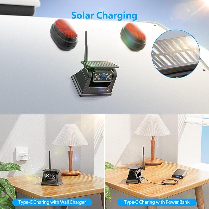 10.1" Magnetic Solar Wireless Backup Camera System, HD1080P Loop Recording 10.1 - Image 5