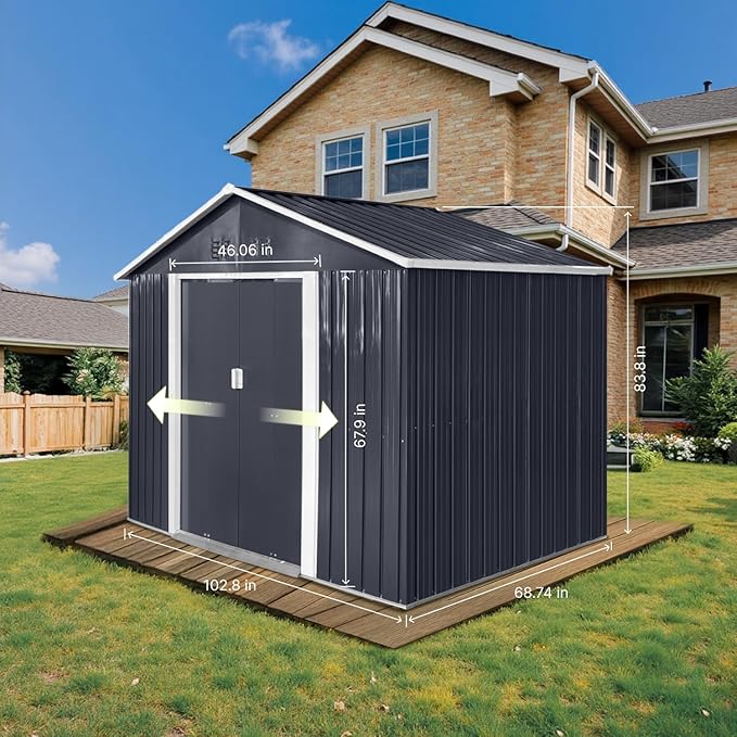 9 x 6.4 Ft Outdoor Storage Shed, Heavy-Duty Metal Shed - Image 8