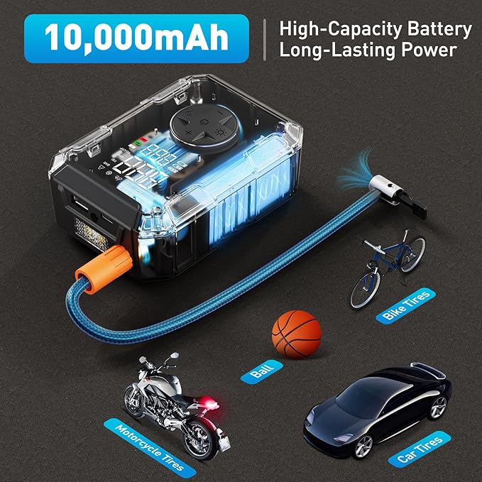 Tire Inflator Portable Air Compressor – Wireless & 12V Dual Power, Auto Shut-Off - Image 4