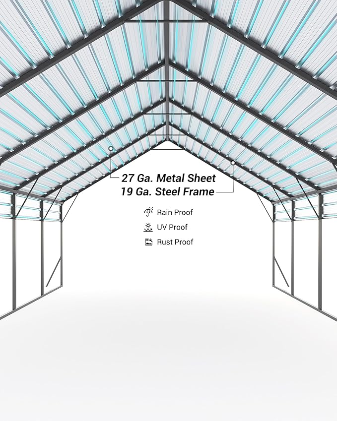 20'x25'x13' Metal Carport for 2 Cars, Heavy Duty Extra Tall Carport for Heavy - Image 7
