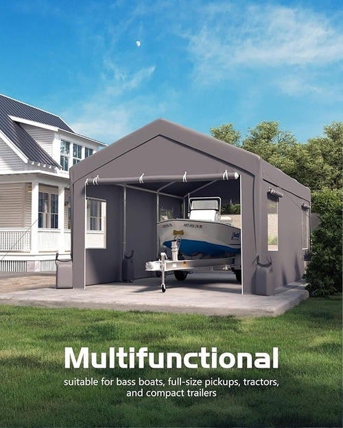 12x20 FT Carport, Heavy-Duty Portable Garage - Image 2