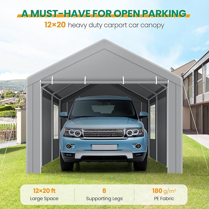 COBIZI Carport Canopy 12x20 Heavy Duty Portable Garage - Image 2