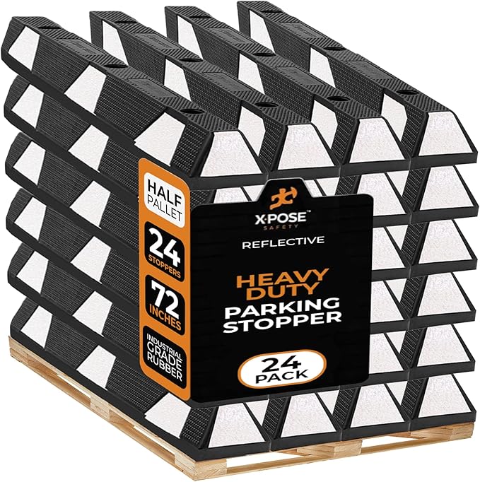 Xpose Safety 72" Heavy Duty Rubber Parking Stopper – Bulk Half Pallet 24 Pack by XposeSafety