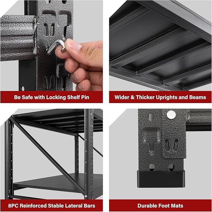 48" Wide Heavy Duty Garage Shelving Units, 3000LBS 24 Deep Storage Shelves - Image 7