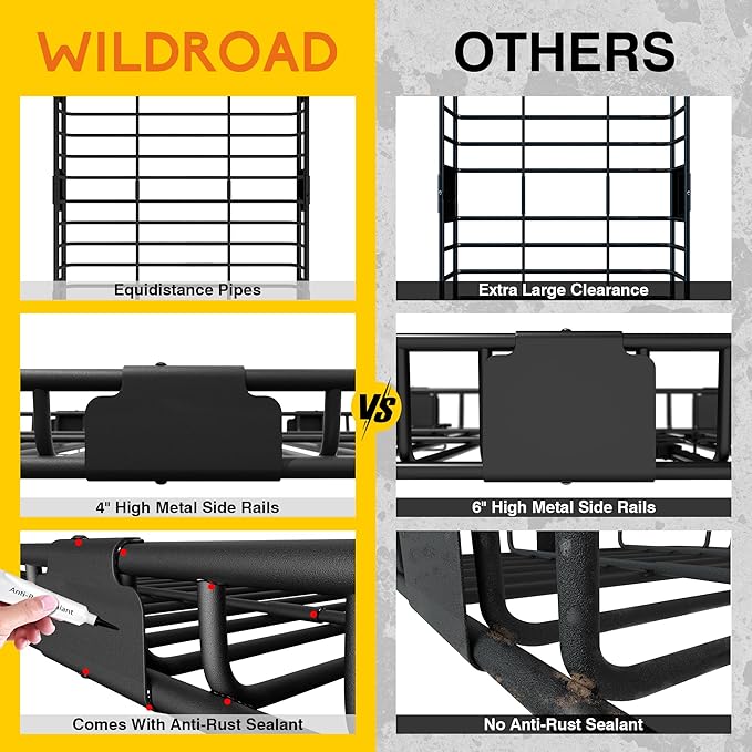 WILDROAD Car Roof Cargo Carrier Combo of Upgraded 64"x 39"x 4" Roof Rack Cargo - Image 4