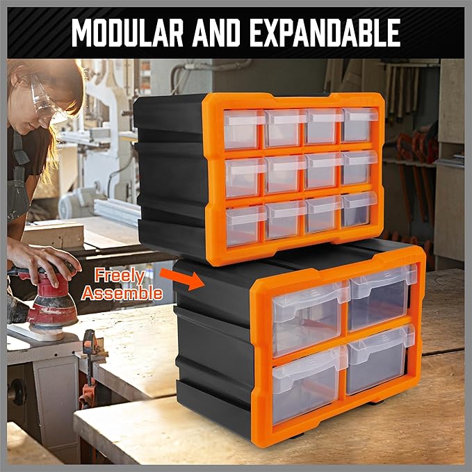 HORUSDY 16-Drawer Storage Cabinet, Wall Mountable Parts Organizer - Image 7