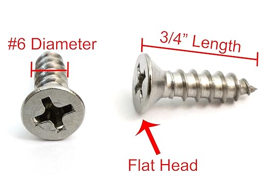 Bolt Dropper No. 6 x 3/4" Stainless Steel Flat Head Phillips Wood Screw - Image 2