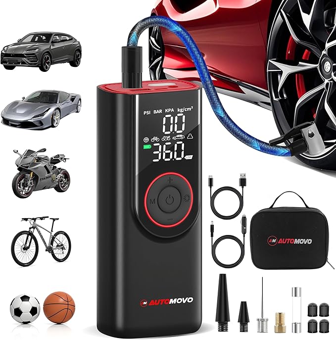 Tire Inflator Portable Air Compressor-3X Faster Inflation, 150PSI Air Pump by AUTOMOVO