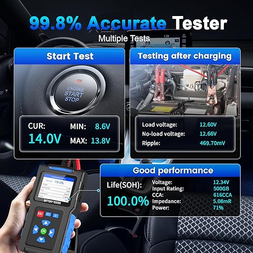 Battery Load Tester 12v Automotive, 20-2000 CCA Car Battery Tester and - Image 3