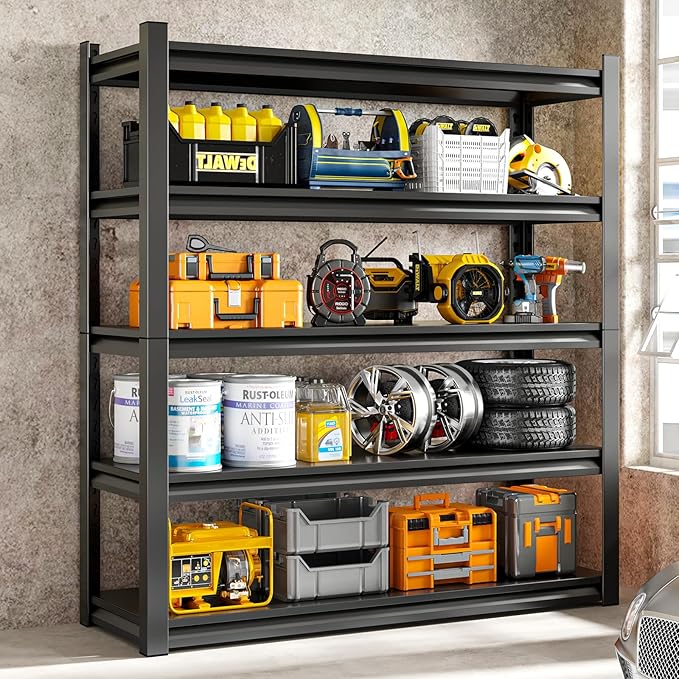 63" H Garage Shelving Unit, Garage Storage Shelves 1600LBS Heavy Duty Shelving - Image 2