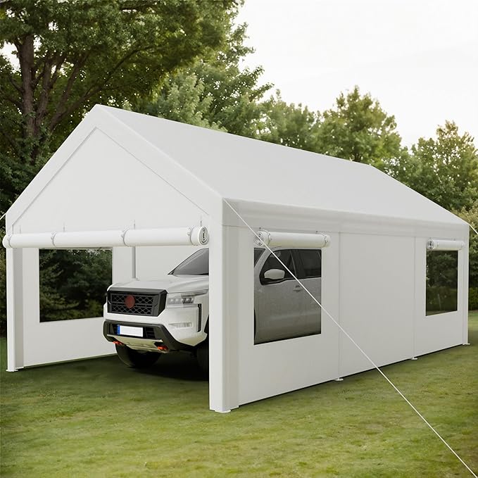 Shintenchi Carport 12' x 20' Heavy Duty Portable Garage, Car Port Canopy - Image 7