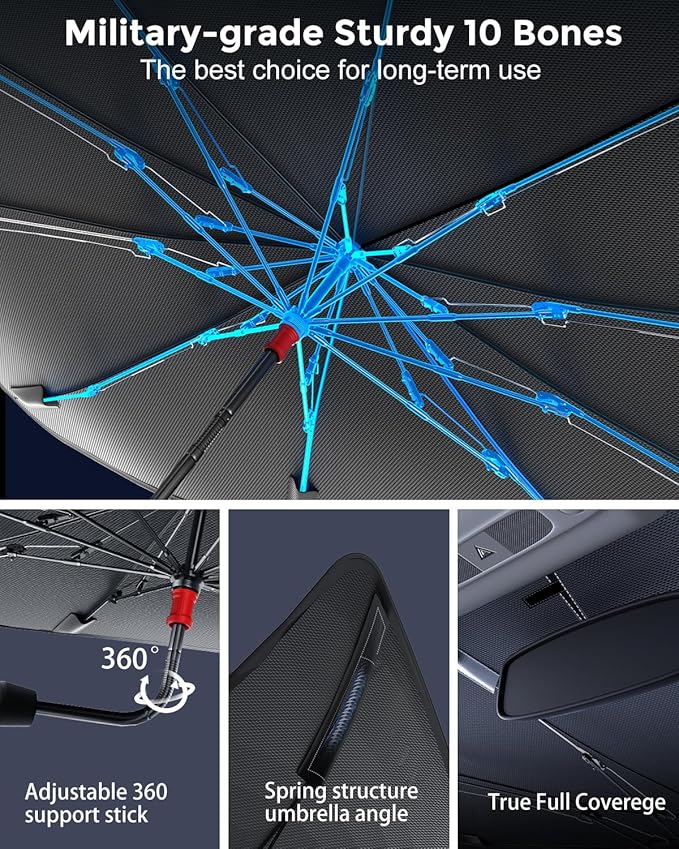 Car Windshield Sun Shade, Spring Structure Umbrella Sunshade - Image 6