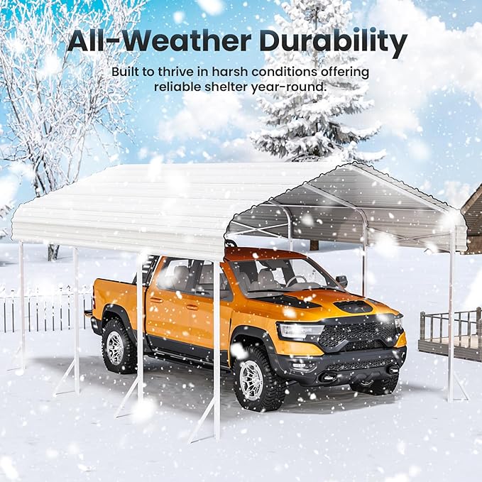 10x15' Heavy Duty Metal Carport – Sturdy Structure, All-Weather Protection - Image 6