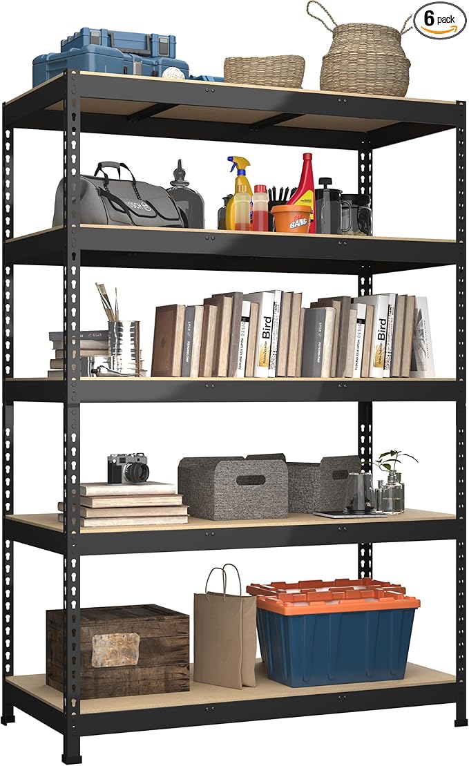 6 Packs 48" W x 24" D x 72" H Adjustable Garage Storage Shelves by BuxWellBang