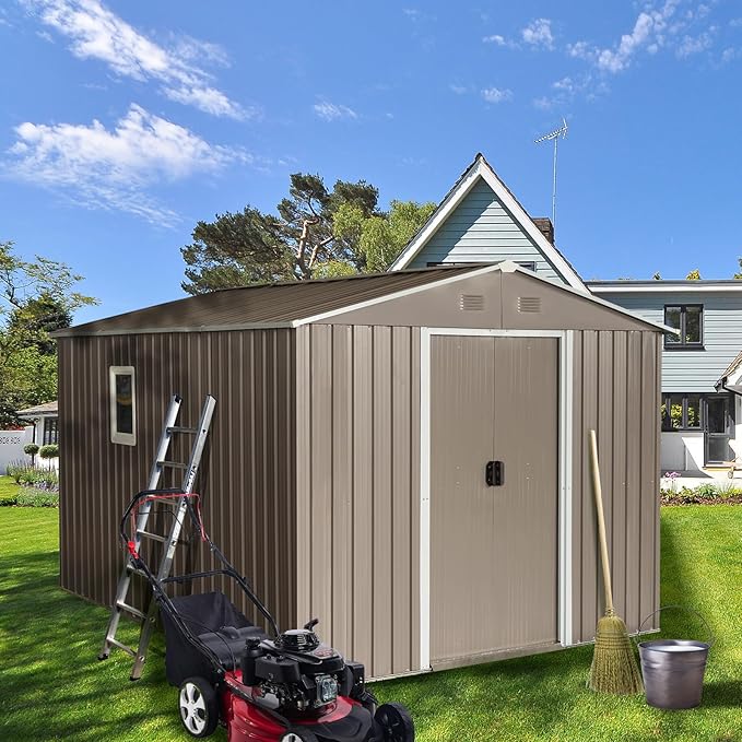 10×8FT Outdoor Metal Storage Shed Large Garden Sheds - Image 2