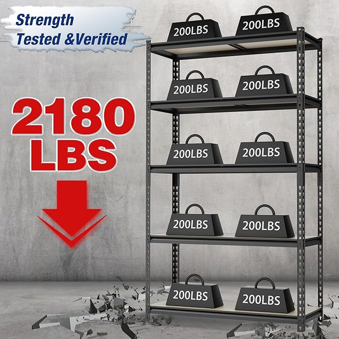 WORKPRO 5-Tier Storage Shelf, for Basement, 27.6”Wx11.8”Dx60”H - Image 3