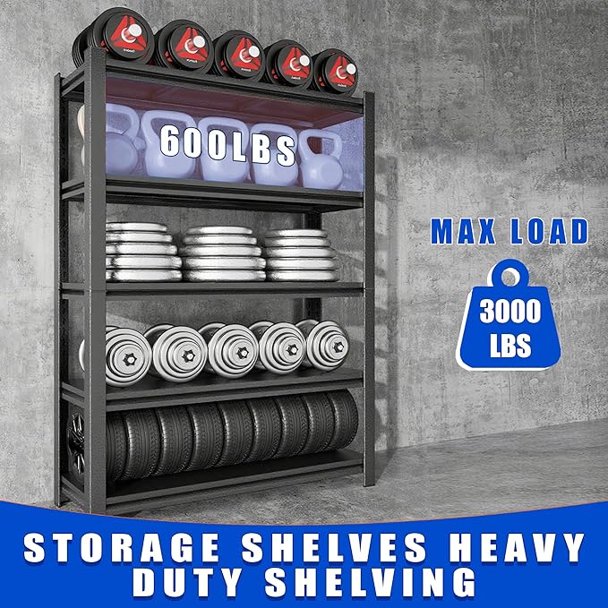 71.2"H Garage Shelving Heavy Duty Rack, 3000 LBS Extra Large Capacity 5 Tier - Image 7
