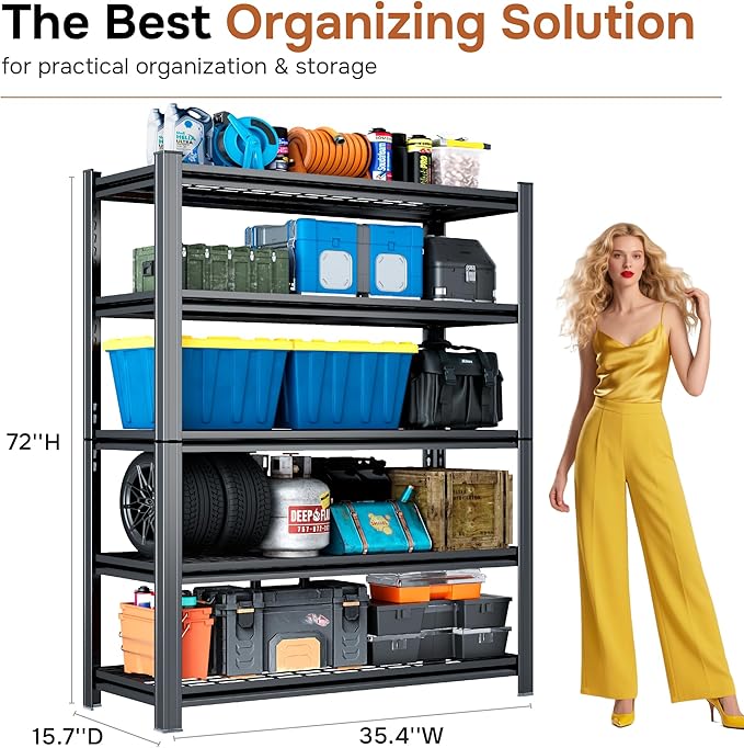 3000LBS Wire Shelving Unit, 5 Tier Adjustable Metal Storage Shelves - Image 2