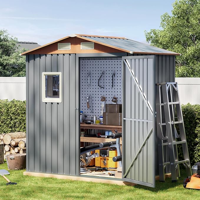 6x4FT Multi-used Shed & Outdoor Storage Shed, Steel Tool Shed - Image 4
