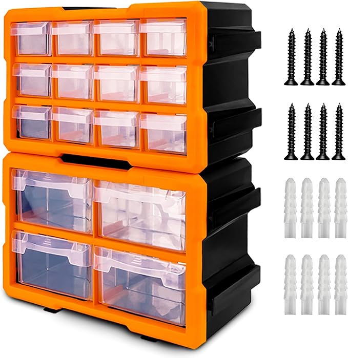 HORUSDY 16-Drawer Storage Cabinet, Wall Mountable Parts Organizer by HORUSDY