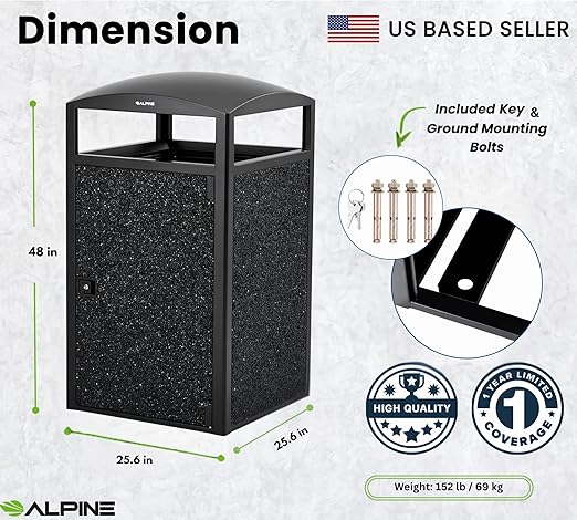 Alpine Outdoor Commercial Trash Can - Image 2