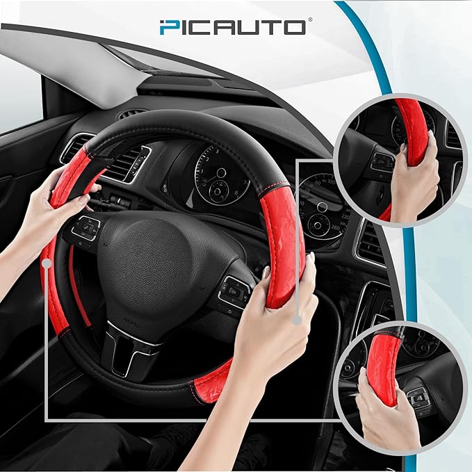 PIC AUTO Steering Wheel Cover, Silk Grain Leather Car Steering Wheel Protector - Image 4