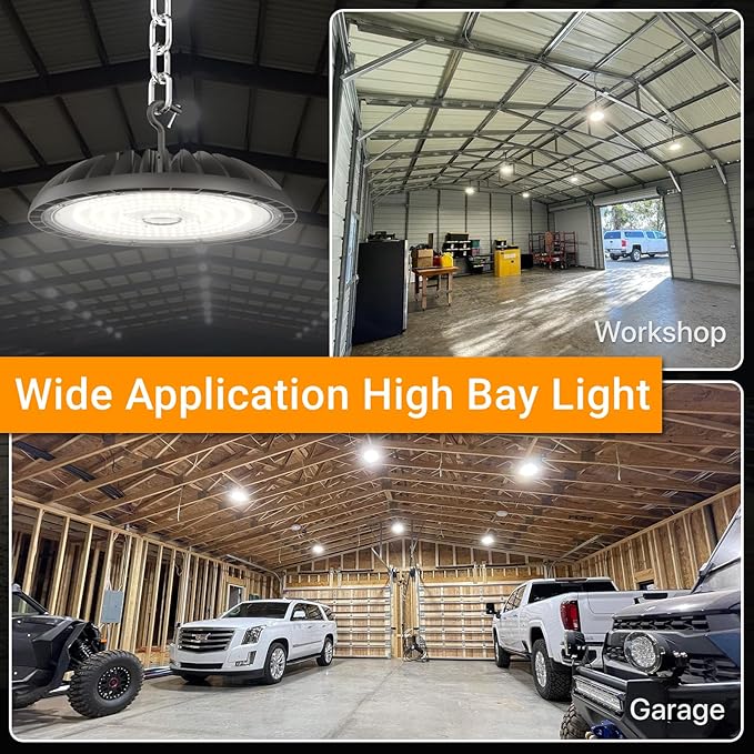 2 Pack LED High Bay Light 150W, 22500 lm, IP65 Waterproof, Commercial Lighting - Image 7
