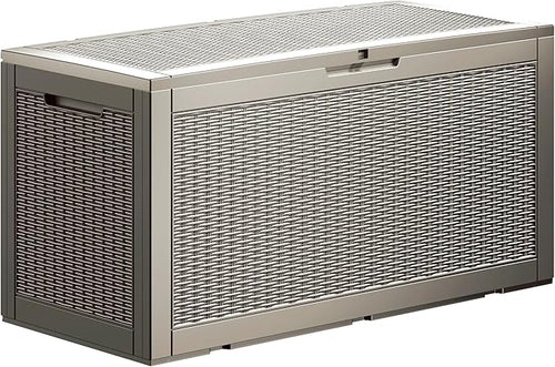 100 Gallon Lockable Resin Deck Box, Waterproof & UV-Resistant Outdoor Storage by Home